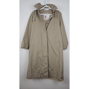 Vintage Misty Harbor Trench Coat Women 8P Tan Long Rain Jacket Hooded
